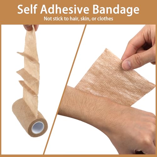 Self-Adhesive Elastic Bandage Wrap - 4 in x 5 yd, 6 Rolls