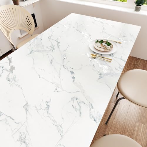 WESTICK White/Silver Marble Contact Paper Peel and Stick Countertops Waterproof Marble Wallpaper Peel and Stick Faux Counter Vinyl Wrap Self Adhesive Contact Paper for Cabinets Table Desk 15.8¡± X 80¡±