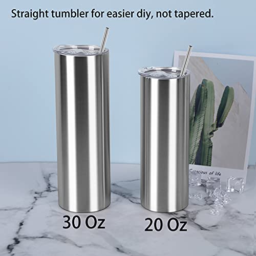 Silver 20 Oz Stainless Steel Skinny Tumbler Set - Travel & DIY Gift, 4 Pack