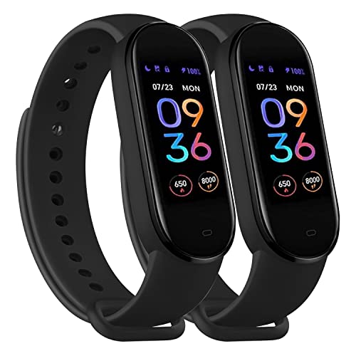 Replacement Silicone Sport Strap for Amazfit Band 5 - 2 Pack Black