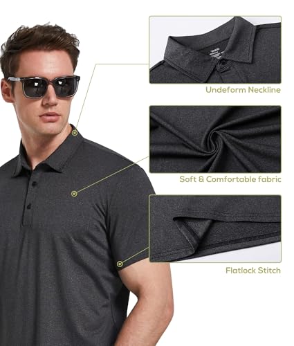 Men's Performance Polo Shirts - 5 Pack Short Sleeve Golf T-Shirts