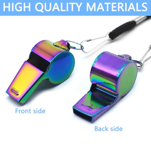 Loud Stainless Steel Whistles - 4 Pack with Lanyards for Coaching & Emergencies