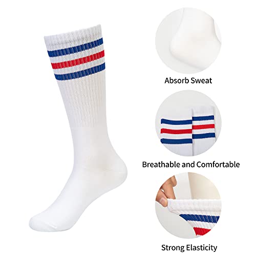Colorful Striped Sweatband Set - Headband & Wristbands - Red, White & Blue