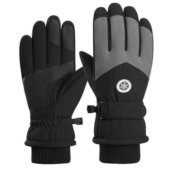 Warm Touchscreen Ski Gloves for Men & Women - Black+Gray, Medium