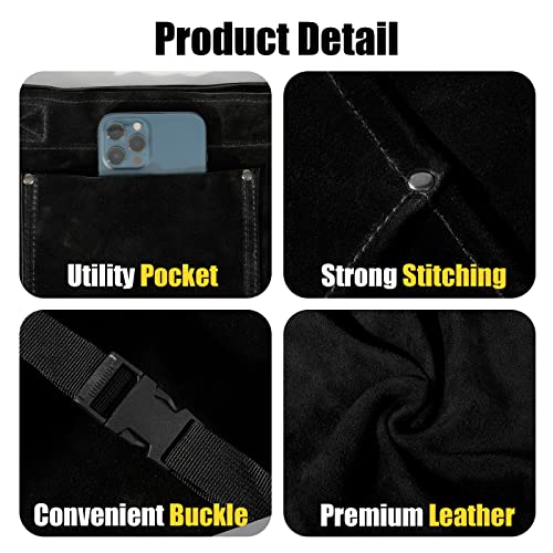 Leather Welding Pants - Heat & Flame Resistant Split Leather Safety Leg Protection for Men and Women, Adjustable M to XXXL