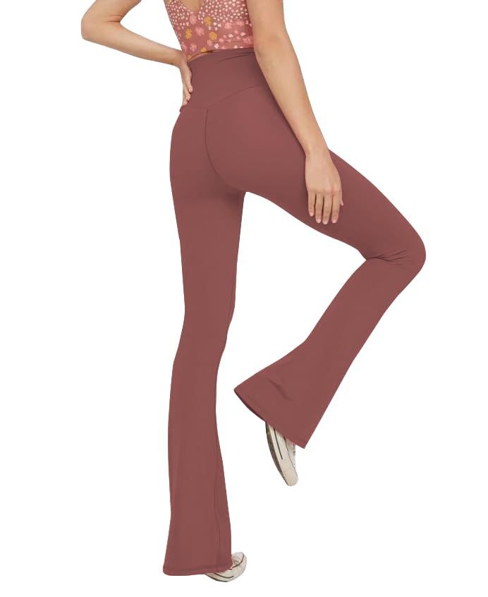 High Waisted Flare Yoga Pants for Women - V Crossover - XX-Large Pink