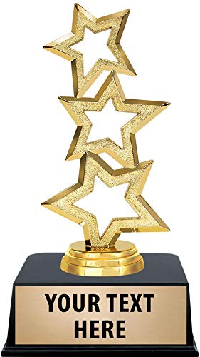 Personalized Gold 3-Star Trophy - Custom Engraved Achievement Award, 6” Variation 1