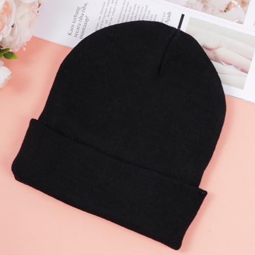 Knit Beanie Hat for Men and Women - Winter Warm Skull Cap - Black