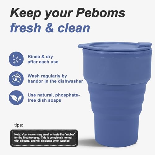 Collapsible Silicone Camping Cup 13oz - Leakproof Travel Mug, Blue