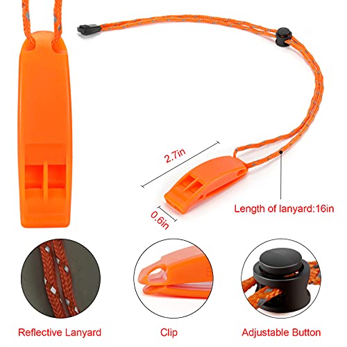Super Loud Floating Emergency Whistle with Lanyard - 2 Pack, Orange