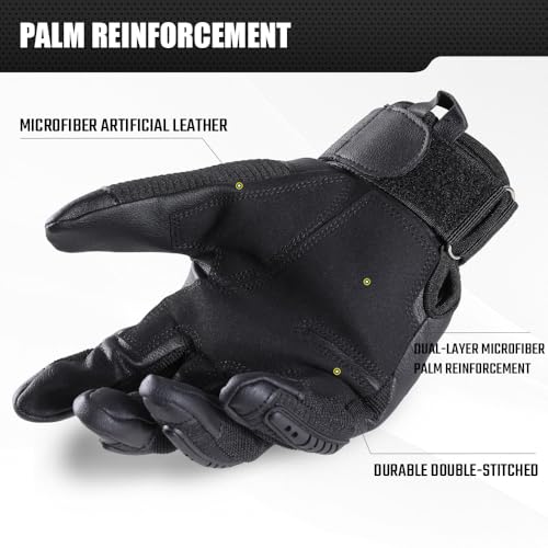 Tactical Gloves - Touchscreen, Impact Resistant, Black - Large