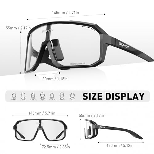 Photochromic Cycling Glasses - Black Frame Sport Sunglasses