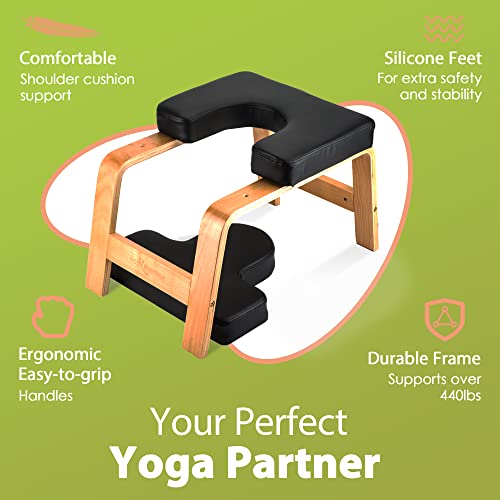 Yoga Headstand Bench - Classic Black Inversion Chair for Stress Relief & Strength Training