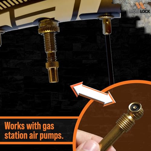 Brass Presta Valve Adaptor - 5 Pack with 10 Caps for Bikes & e-Scooters