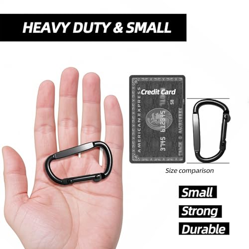 Heavy Duty Carabiner Clips - 2.44 Inch, 6 Pack, Black