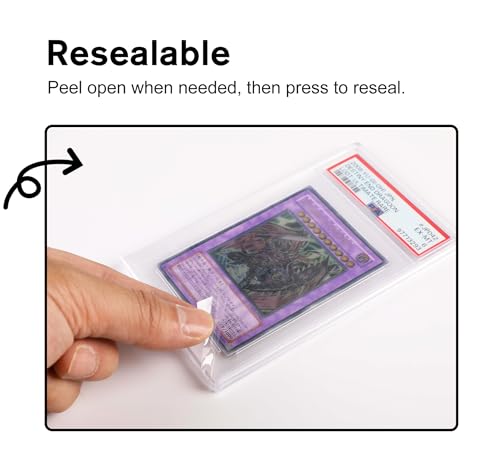 Resealable Graded Card Slab Sleeves for PSA Slabs - 200 Pack Protective Bags