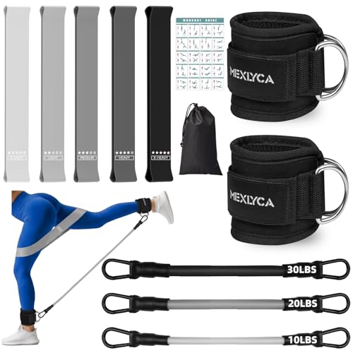 Mexlyca Resistance Bands Set with Ankle Cuffs – 8-Piece Home Gym Training System