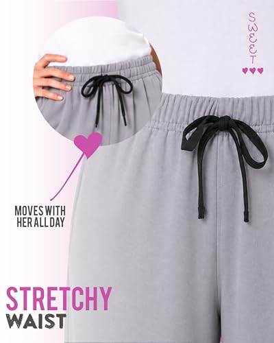 Girls Fleece Jogger Sweatpants - 2 Pack Black & Heather Grey, Sizes 5-18