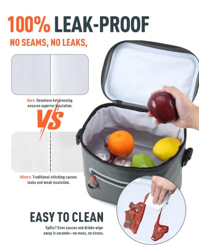Sydioor Small Dark Gray Insulated Cooler Bag - 7 Can Size, Waterproof Lunch Box