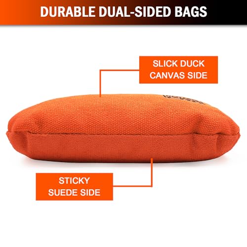 Professional Cornhole Bags Set of 8 - Slick & Sticky, Black & Orange