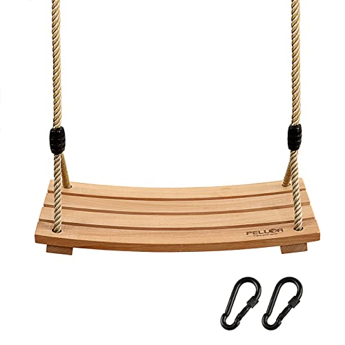 PELLOR Wooden Tree Swing Seat for Children & Adults - Burlywood, 17.7x7.9 inches, Indoor & Outdoor Rope Swing