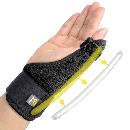 Bracoo Thumb Brace with Spica Splint - Right or Left Hand, Classic Black