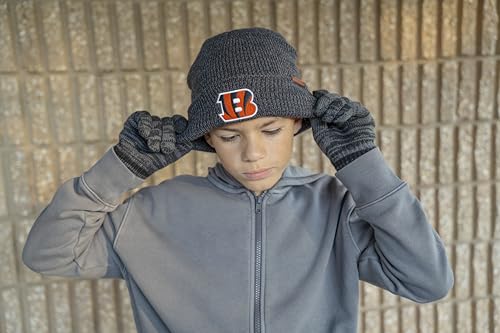 Youth NFL Buffalo Bills Team Stripe Winter Beanie Hat & Touch Screen Gloves - One Size