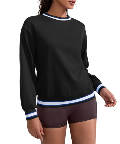 Women's Oversized Cotton Y2K Sweatshirt - Black, Small