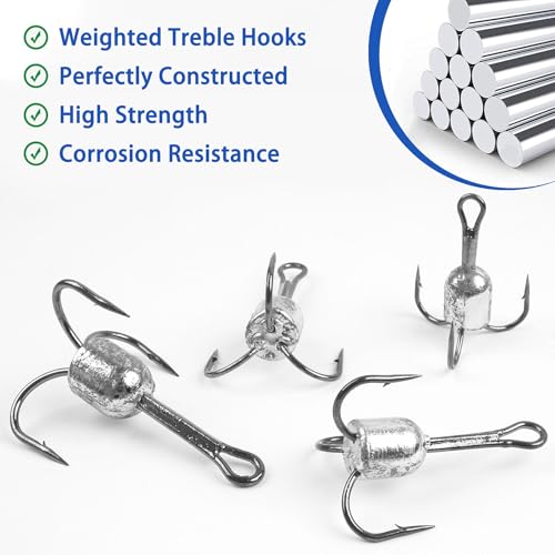 Heavy Duty Snagging Treble Hooks - 5/0 (1oz), 4pcs for Fishing