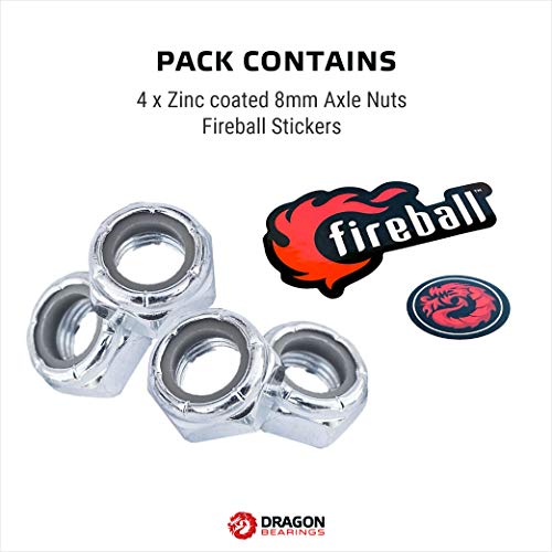 Skateboard Axle Nuts - 5/16 Fireball Dragon Lock Nuts - Silver