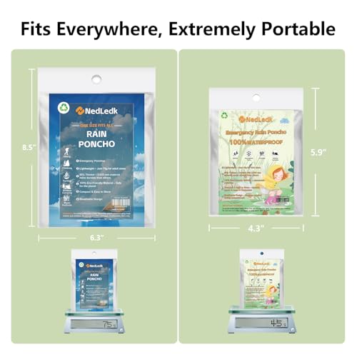 Emergency Disposable Rain Ponchos Family Pack - Clear Adult 4 Packs