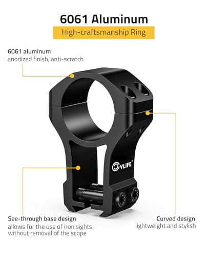 High Profile 1 Inch Dovetail Scope Rings Mount - 2 Pieces
