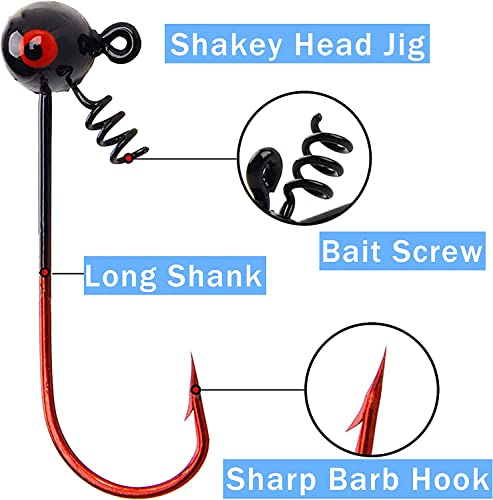 Shakey Head Fishing Jig Hooks Kit - 1/16oz, 10pcs