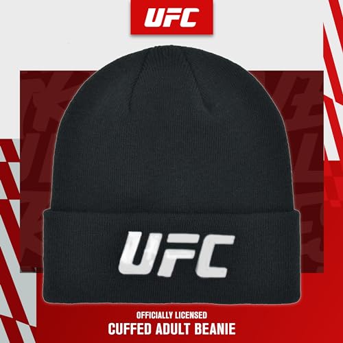 UFC Beanie Hat - Cuffed Winter Knit Cap - One Size, Black