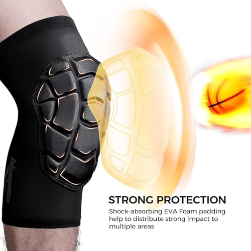 COOLOMG Youth & Adult Black Medium Basketball Volleyball Wrestling Knee Pads