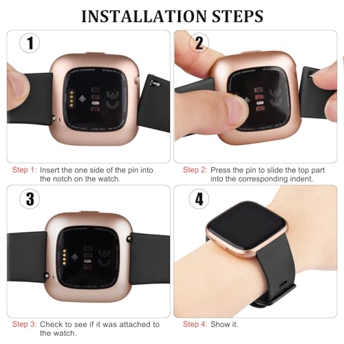 Fitbit Versa Bands - 2 Pack Soft Silicone Sport Strap - Black+Black