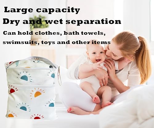 Reusable Wet Dry Bag Set for Cloth Diapers - Boho Style, 2 Pack