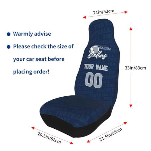 Personalized Car Seat Covers - Custom Name & Number - Dallas