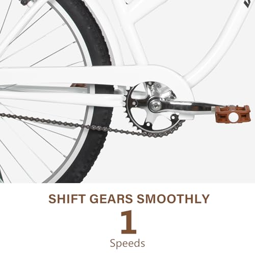 Beach Cruiser Bike 26 inch City Commuter Bicycle - Bright White