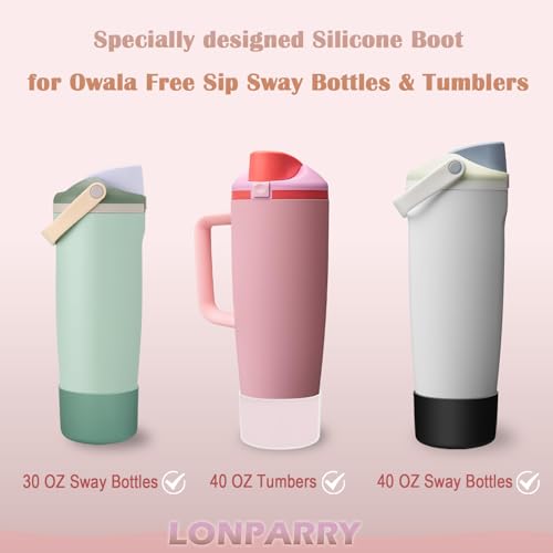 Silicone Boot for Owala FreeSip Sway 30 oz & 40 oz Water Bottles - Clear 2-Pack