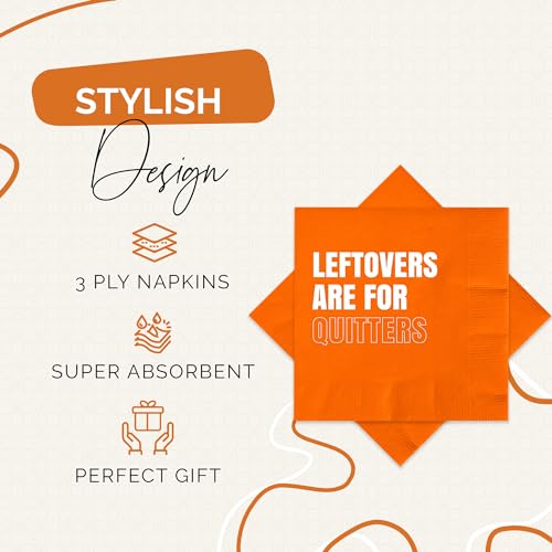 Thanksgiving Napkins - Leftovers Are For Quitters, 52 Pcs