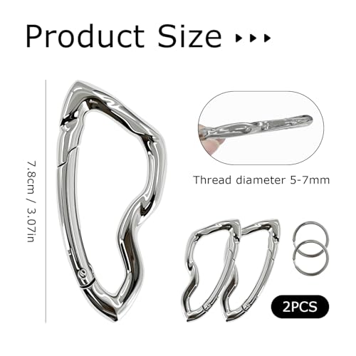2-Pack Y2K Tomahawk Carabiner Keychains - Stylish Silver Clips