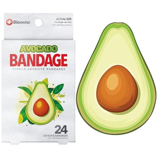 Avocado Shaped Bandage Set - 24 Count, Latex Free & Sterile
