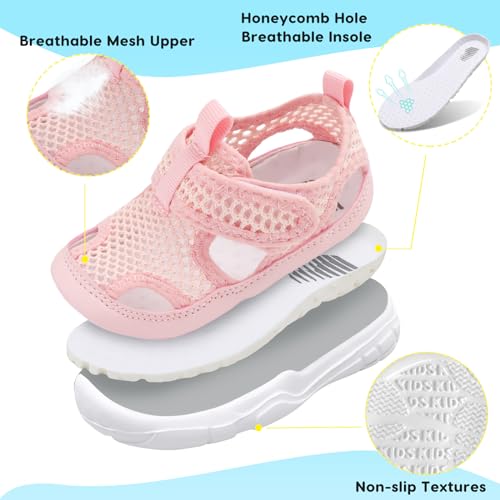 Kids Water Shoes - Toddler Barefoot Aqua Socks for Swim Pool Beach Pink 6 Pack