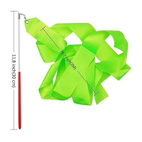 Green Rhythmic Gymnastics Wands Set - 2 Pack Dance Streamers