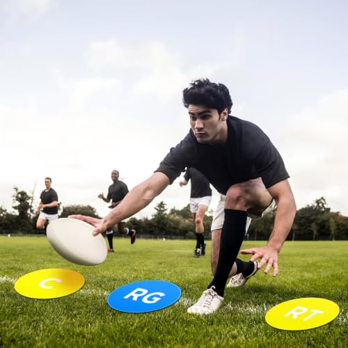 9-Inch Football Lineman Spot Markers - Blue & Yellow Training Dots