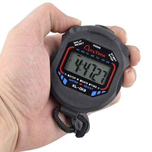Digital Handheld Stopwatch with LCD Display - Black