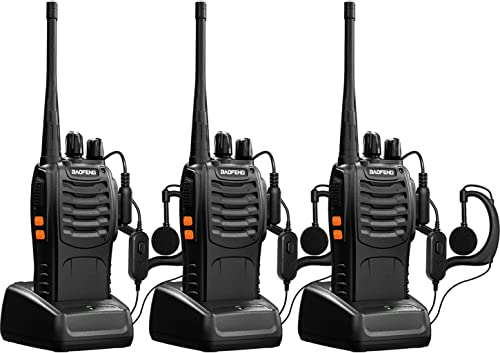 Baofeng Long Range UHF Two-Way Radio Set 3-Pack Black Rechargeable Handheld Communicators