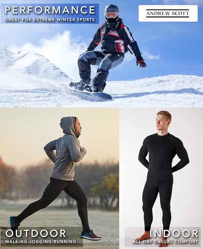 Andrew Scott Men's Thermal Base Layer Set - 3 Pack, Large, Black/Grey/Navy