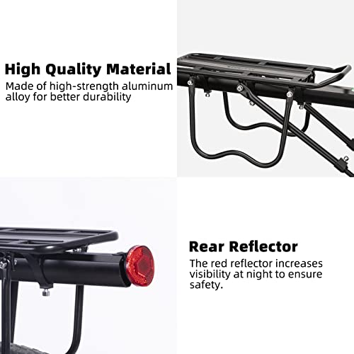 Rear Bike Rack - Quick Release Aluminum Alloy Cargo Rack - All Black
